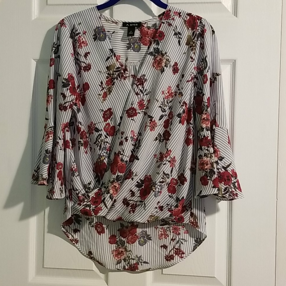A. Byer floral & striped top